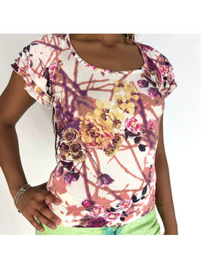 2008 Just Cavalli white ruffle short sleeve top
